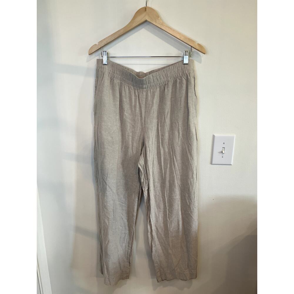 Old Navy Linen Blend Wide Leg Pants High Rise Beige Coastal Grandma Large